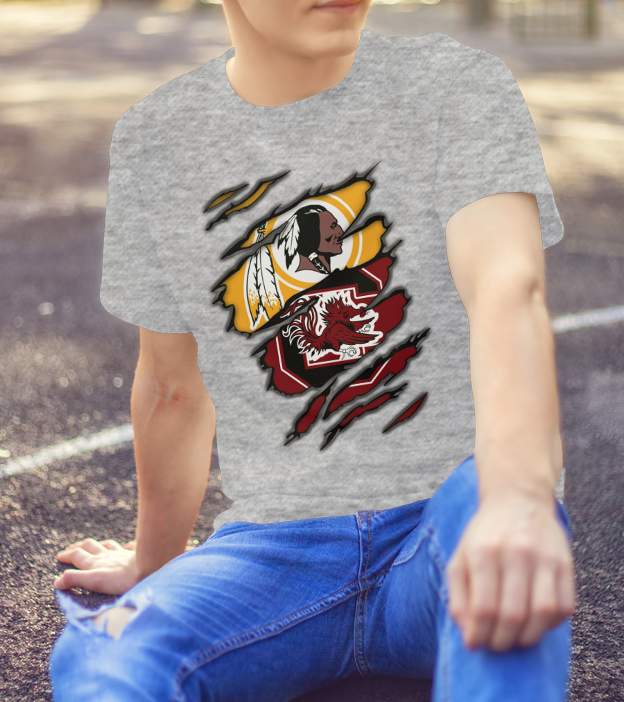 Redskins South Carolina Gamecocks Logo Mashup T-Shirt