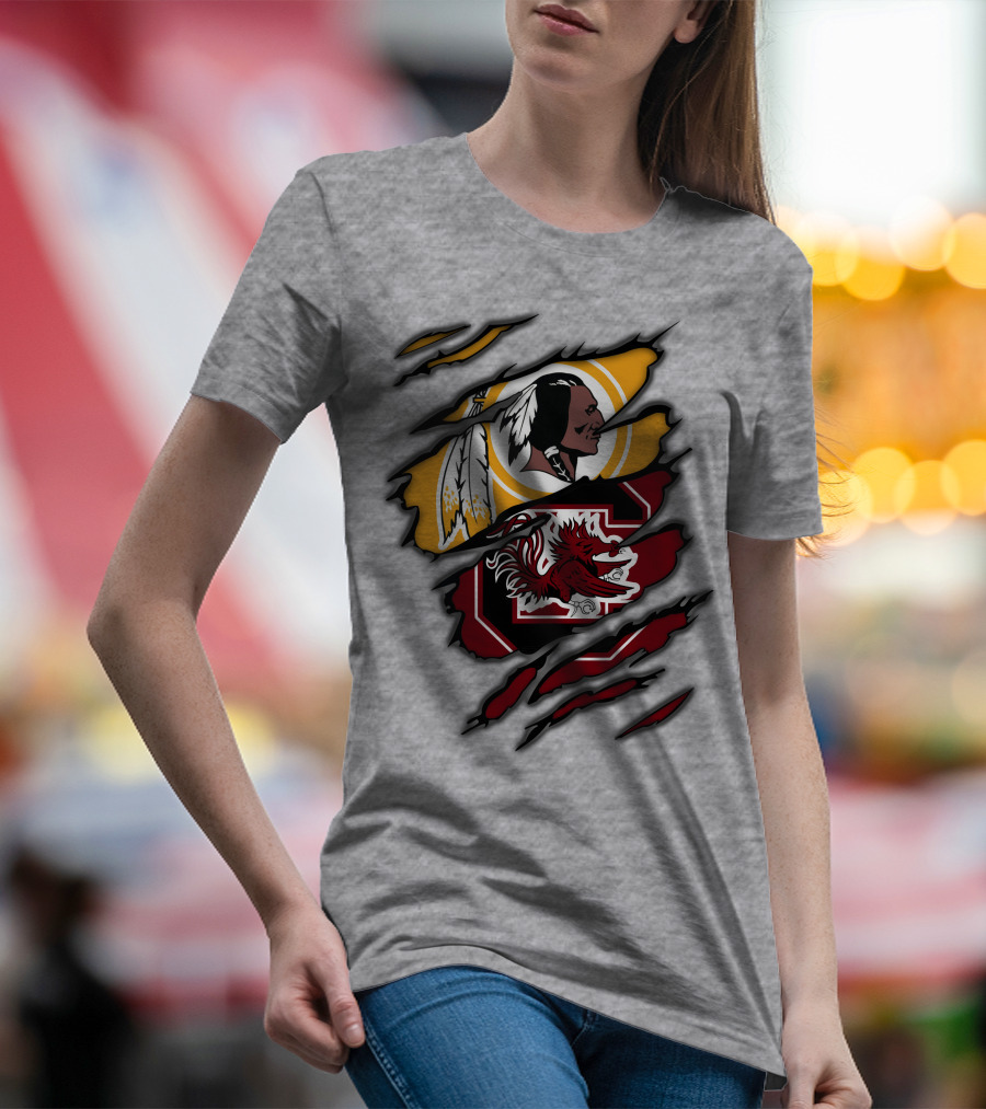 Redskins South Carolina Gamecocks Logo Mashup T-Shirt
