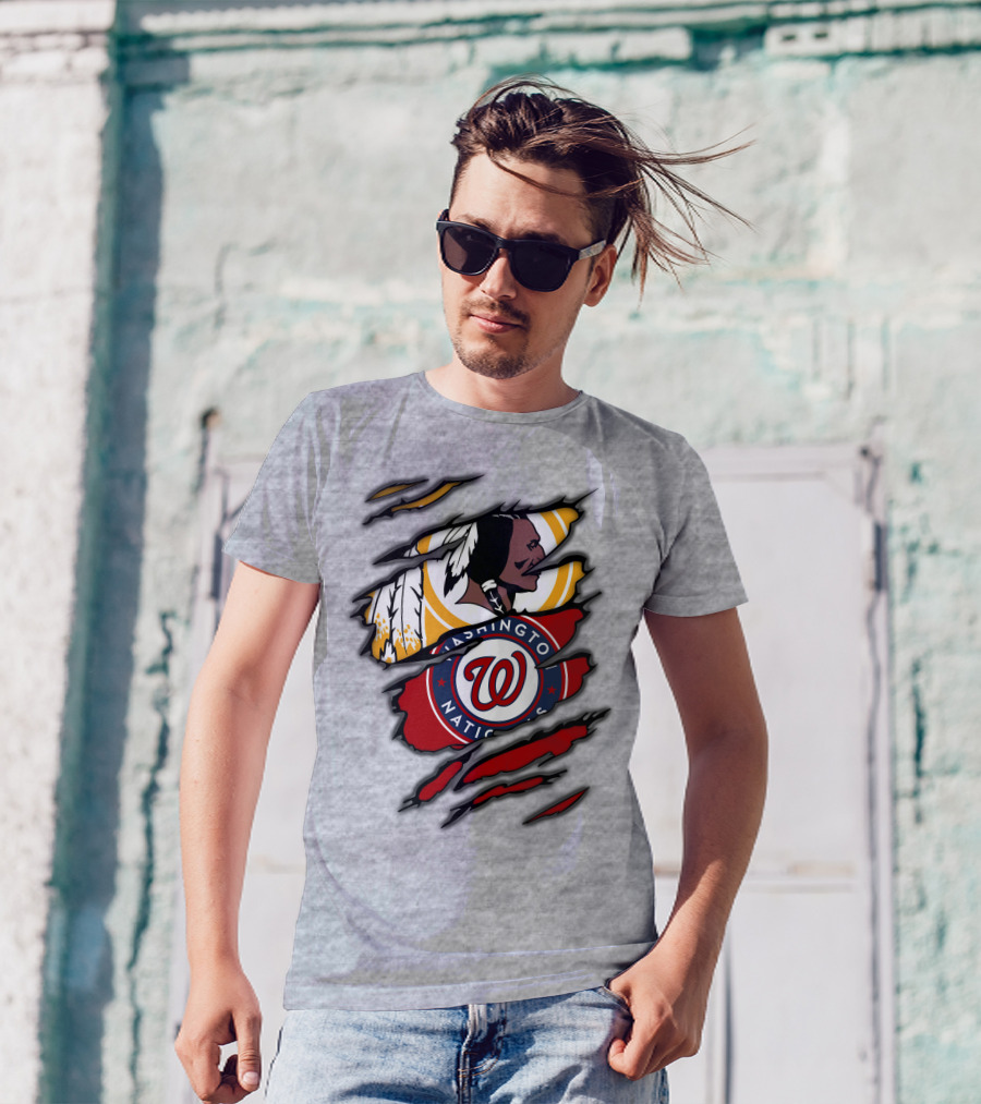 Washington Redskins And Washington Nationals Logo Mashup T-Shirt