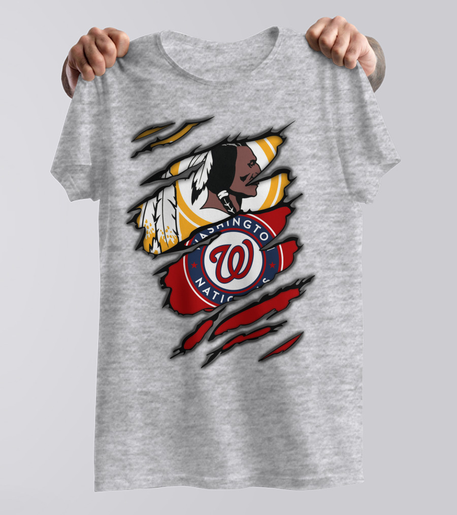 Washington Redskins And Washington Nationals Logo Mashup T-Shirt