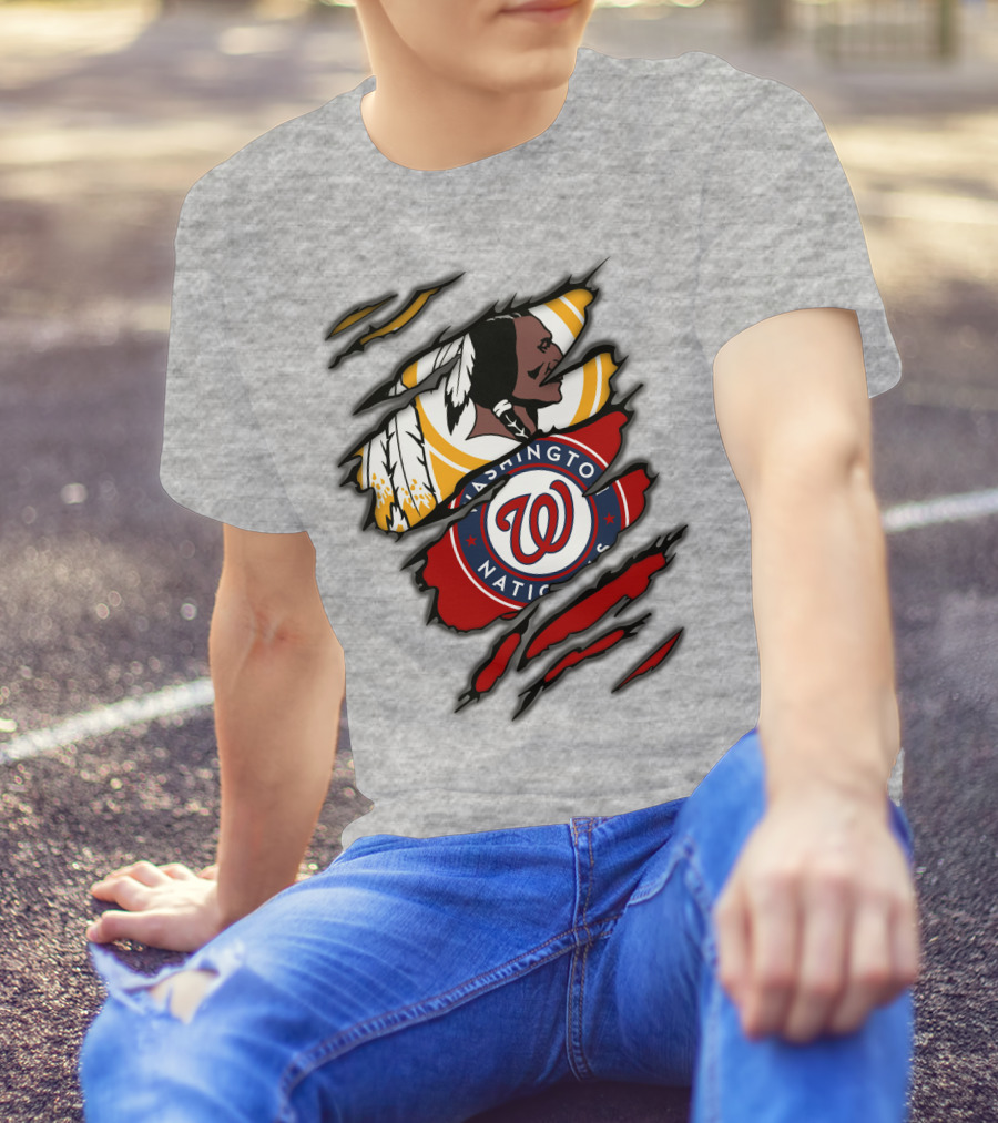 Washington Redskins And Washington Nationals Logo Mashup T-Shirt