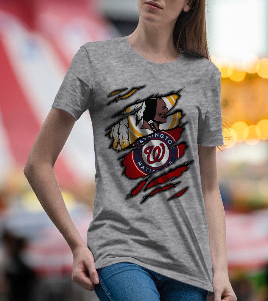 Washington Redskins And Washington Nationals Logo Mashup T-Shirt