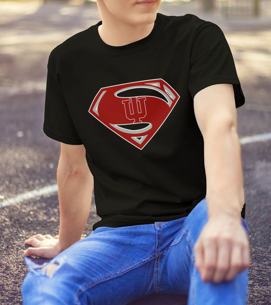 Superman Indiana Hoosiers IU Logo Emblem T-Shirt