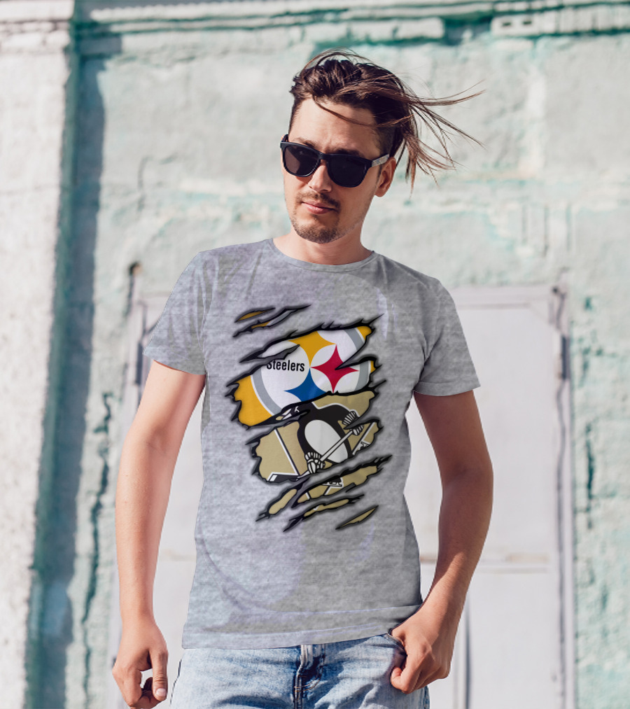 Steelers Penguins Ripped Claw T-Shirt