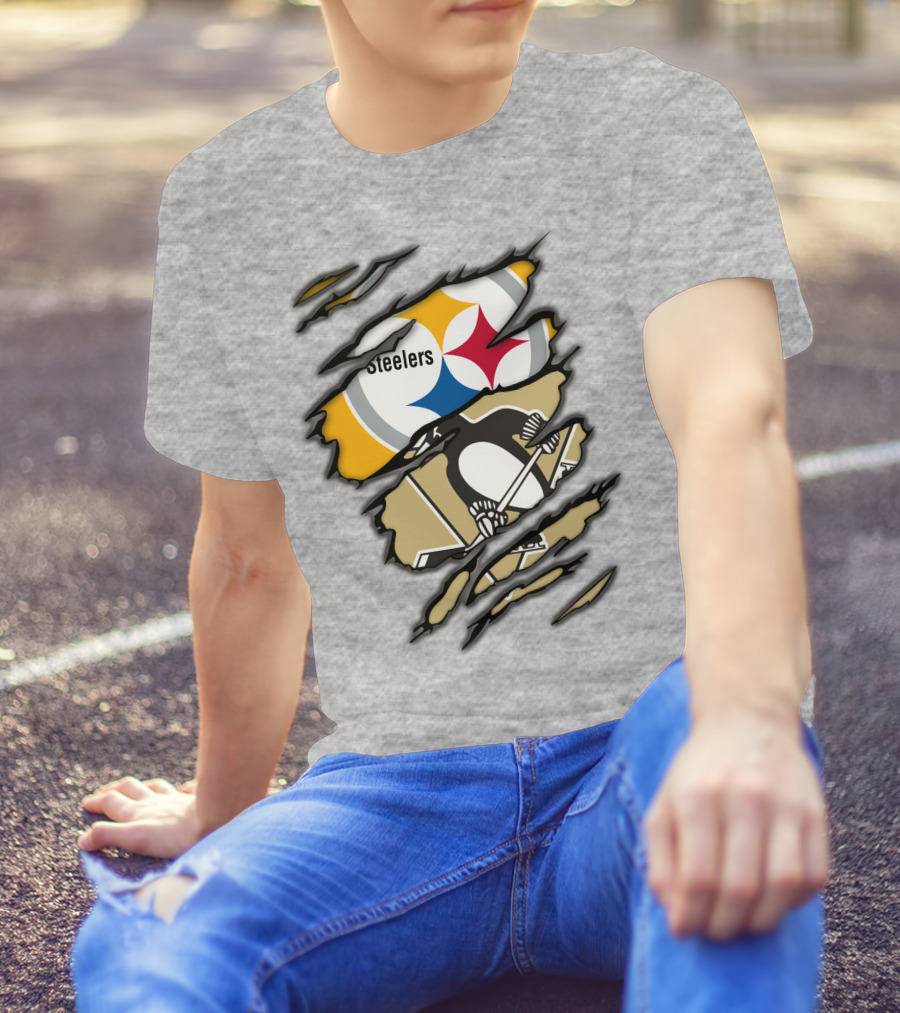 Steelers Penguins Ripped Claw T-Shirt