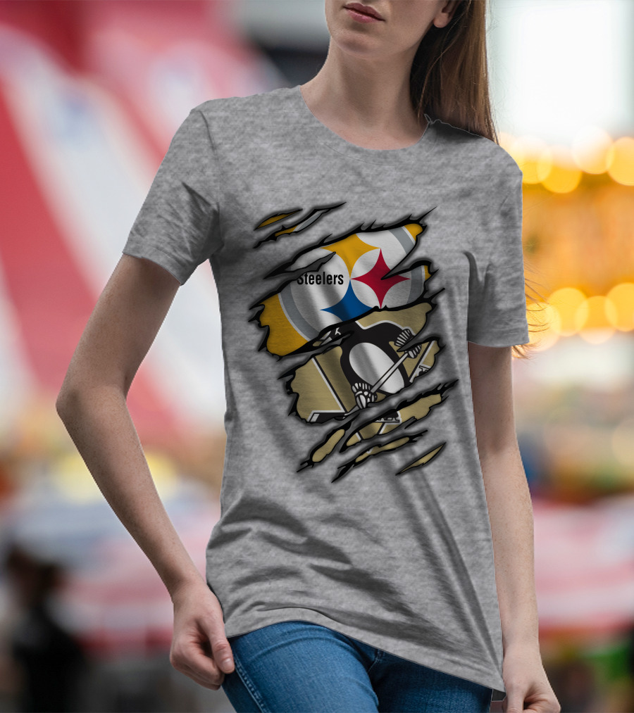 Steelers Penguins Ripped Claw T-Shirt