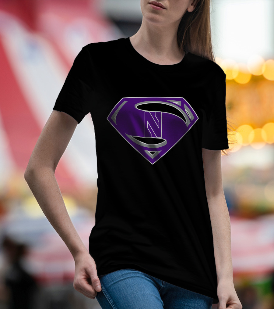 Superman NWildcats Purple Shield T-Shirt