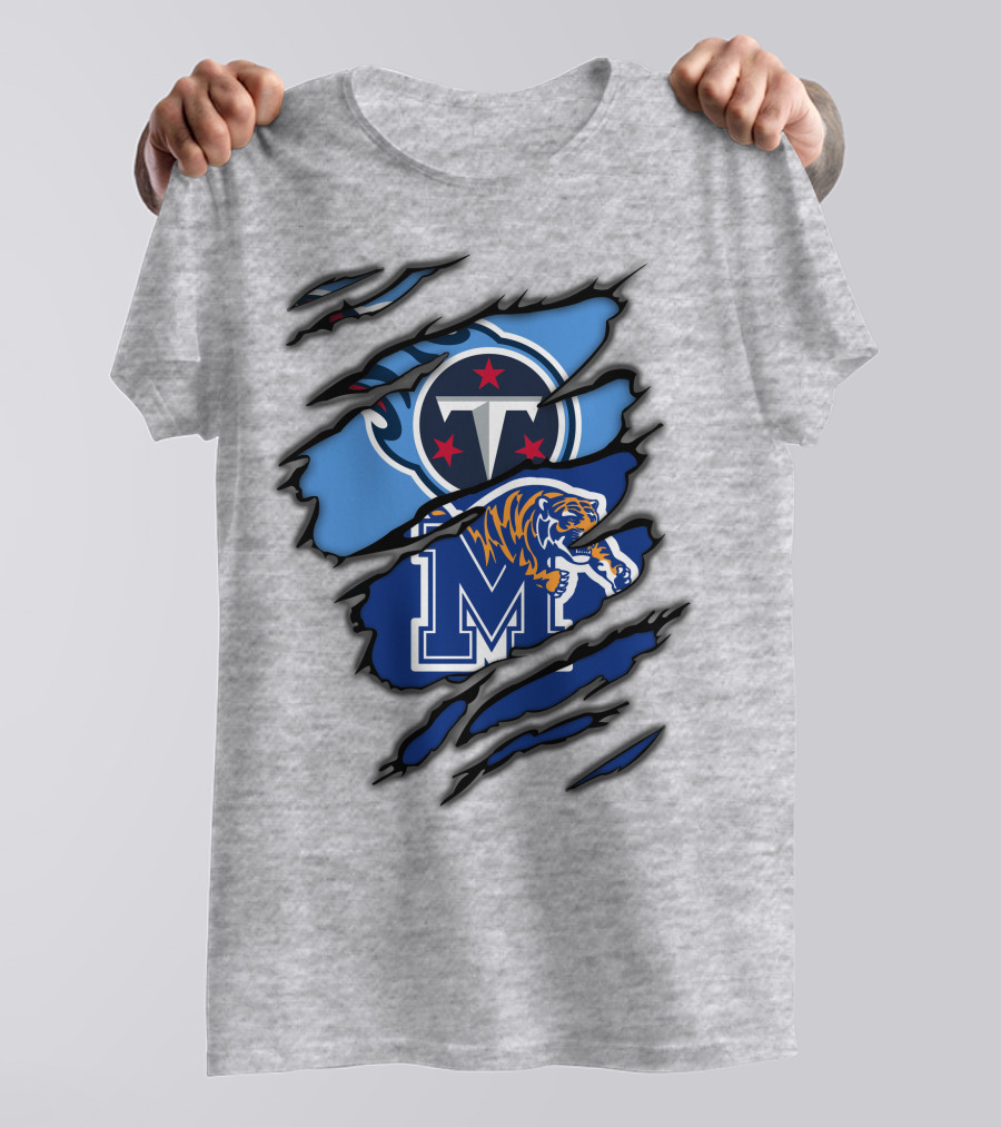 Tennessee Titans Memphis Tigers Claw Marks Logo Fusion T-Shirt