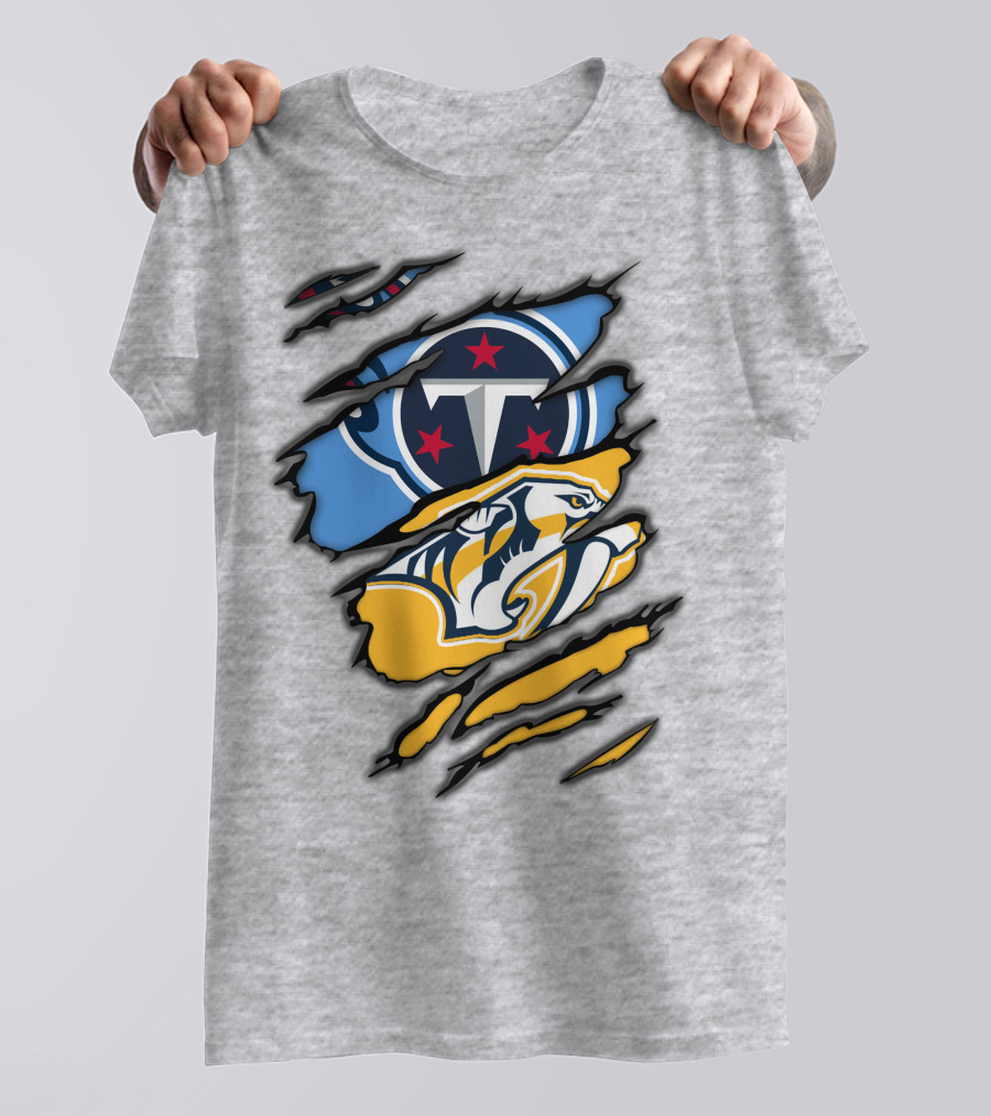 Tennessee Titans Nashville Predators Claw Logo Mashup T-Shirt