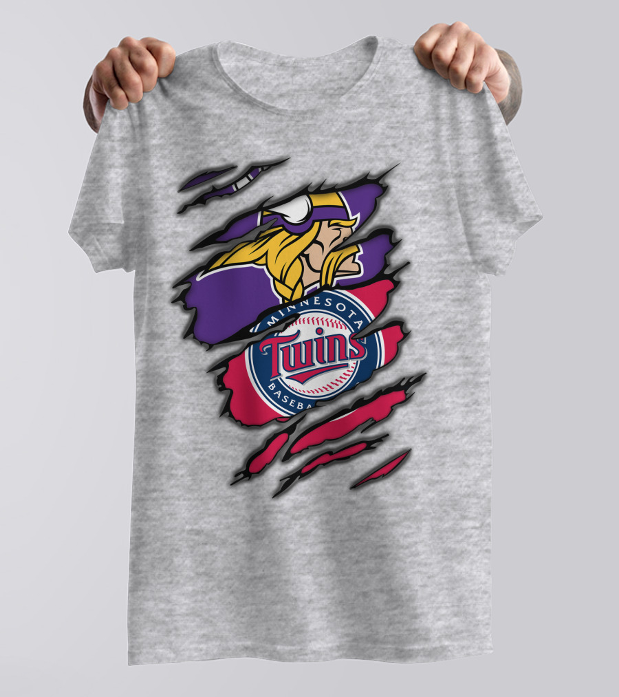 Minnesota Vikings And Twins Baseball Fusion T-Shirt