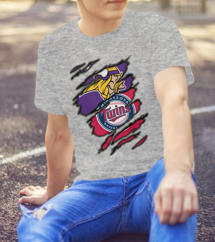 Minnesota Vikings And Twins Baseball Fusion T-Shirt