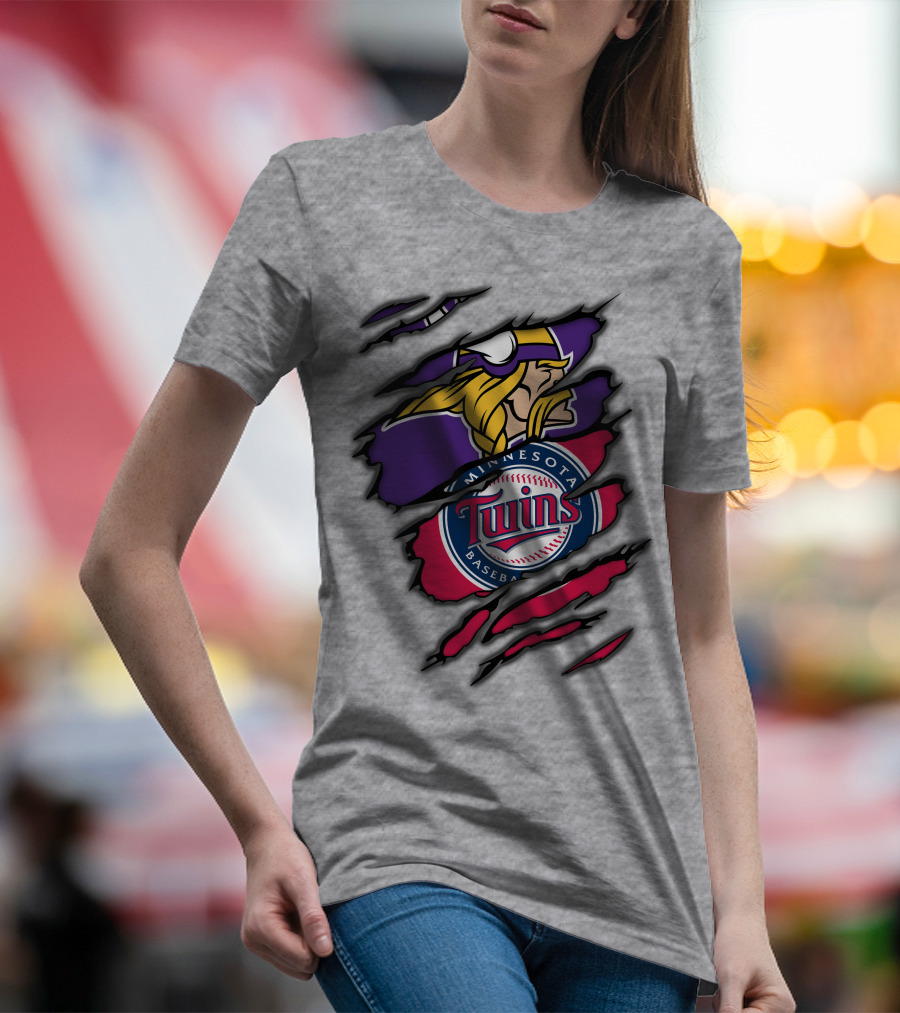 Minnesota Vikings And Twins Baseball Fusion T-Shirt