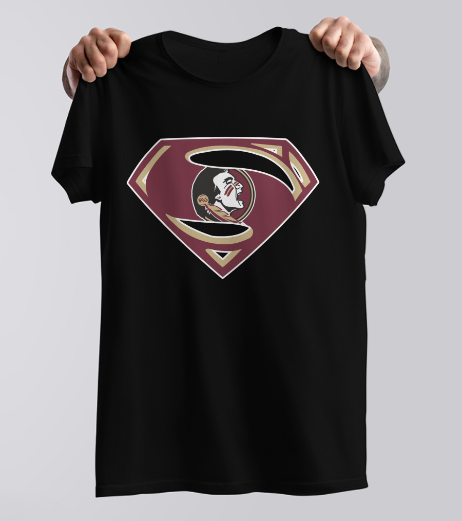 Superman Seminoles Logo With Florida State Seminole Head T-Shirt
