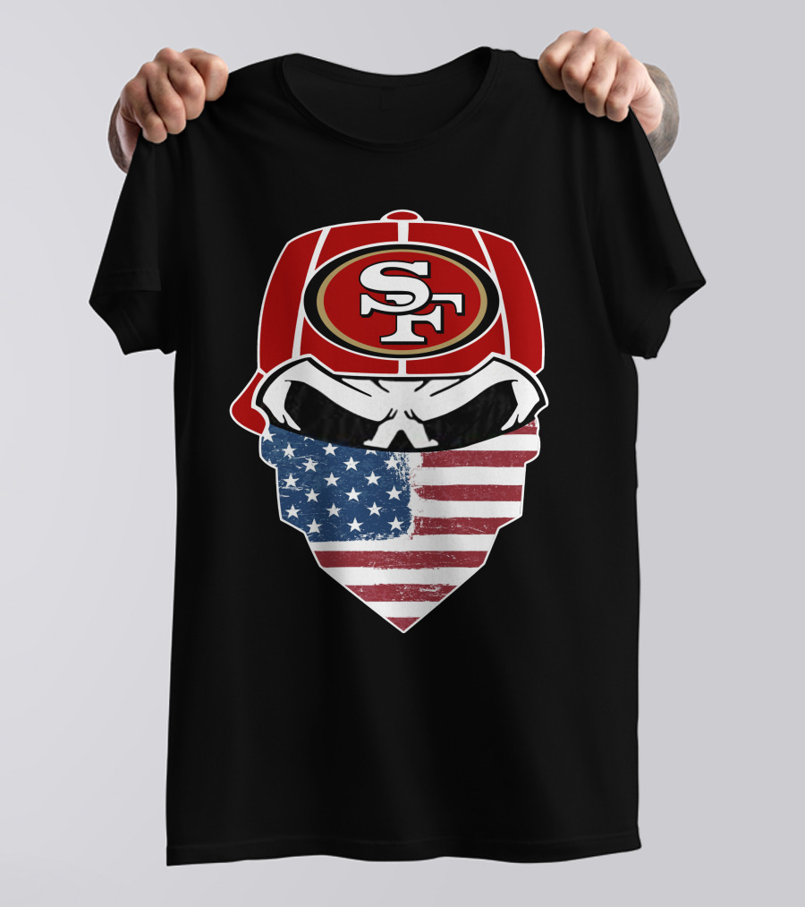 49ers Skull Sf American Flag Bandana T-Shirt