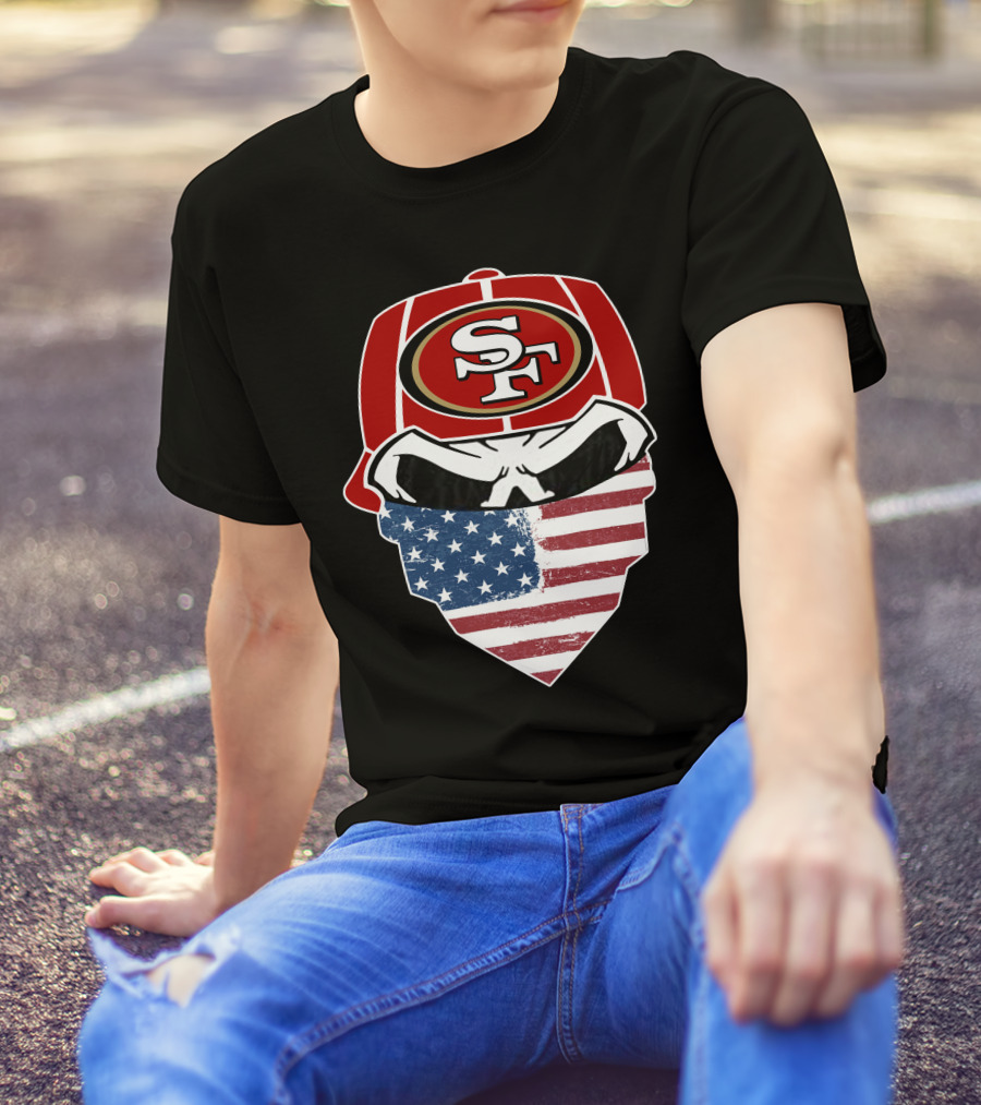 49ers Skull Sf American Flag Bandana T-Shirt