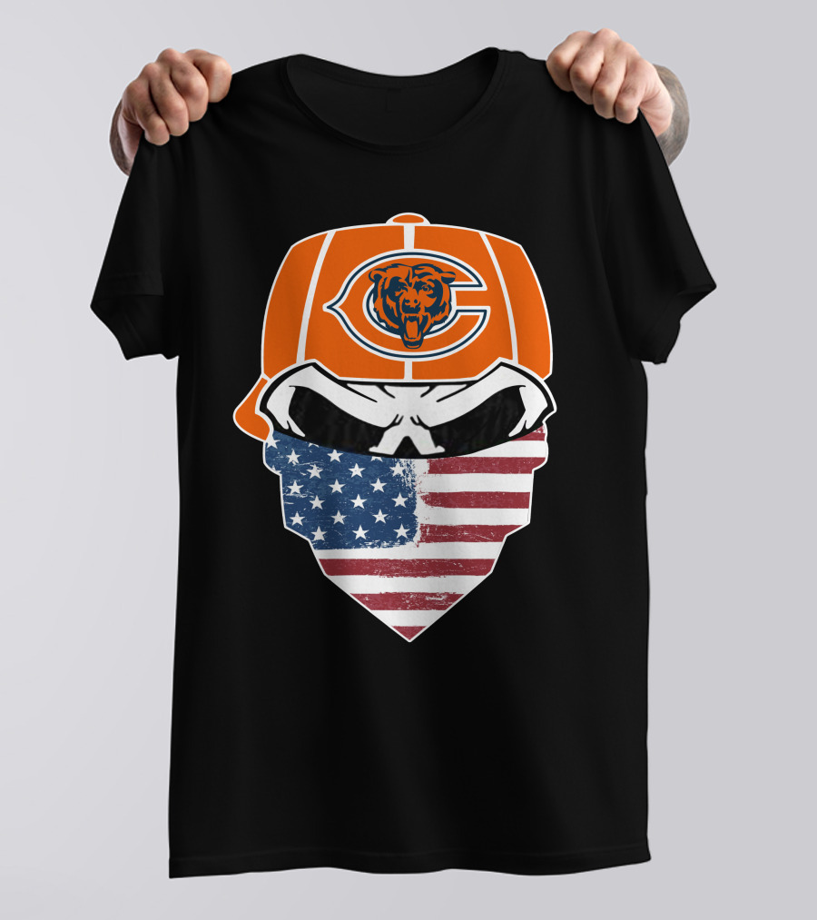 Chicago Bears American Flag Bandana Mask Fan Tribute T-Shirt