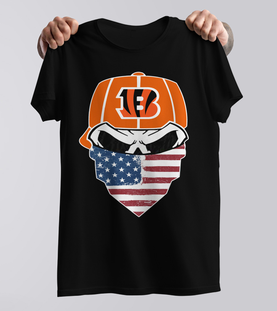 Bengals Skull American Flag Bandana T-Shirt