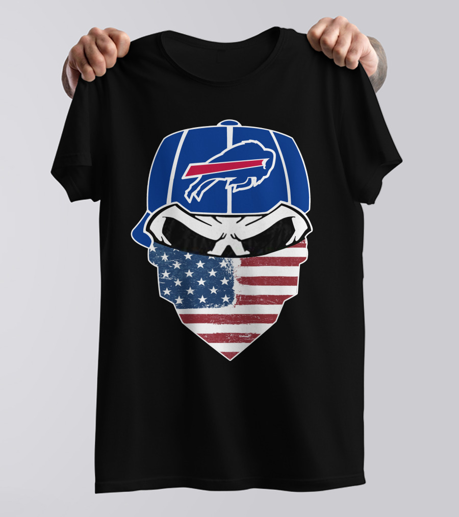 Bills Skull Buffalo Logo American Flag Bandana T-Shirt