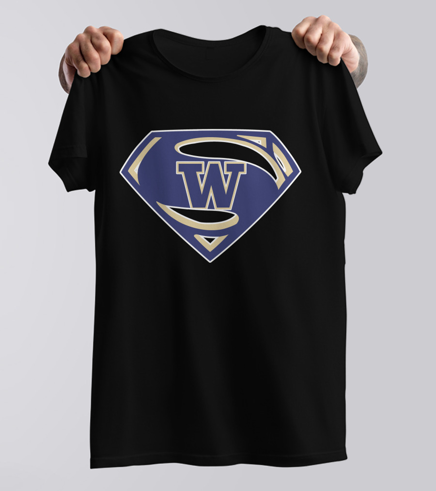 Superman W Huskies Logo With Iconic Shield T-Shirt