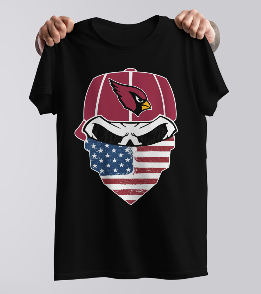 Cardinals Skull American Flag Bandana T-Shirt