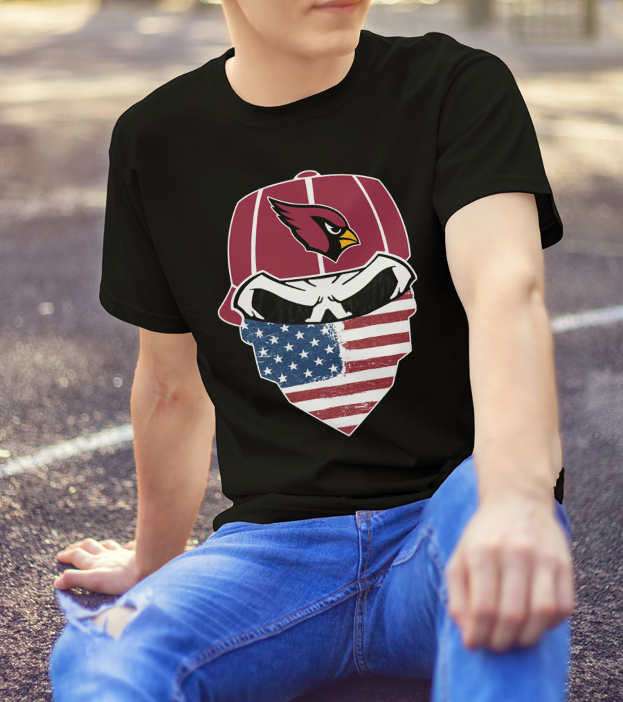 Cardinals Skull American Flag Bandana T-Shirt