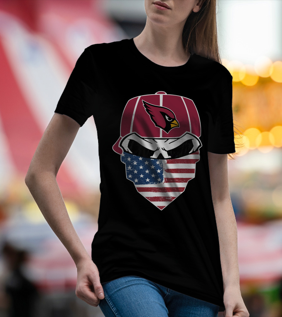 Cardinals Skull American Flag Bandana T-Shirt