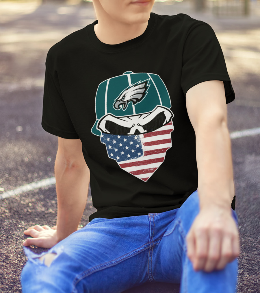 Eagles Skull American Flag Bandana T-Shirt