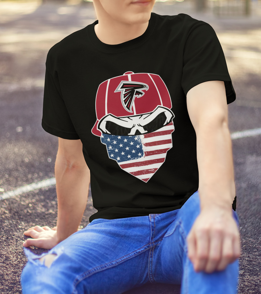 Falcons Skull American Flag Bandana Hat NFL T-Shirt