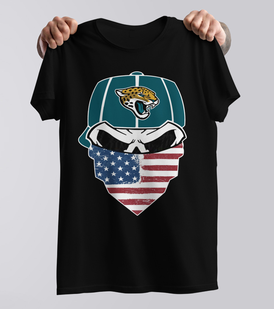 Jaguars Skull American Flag Bandana T-Shirt