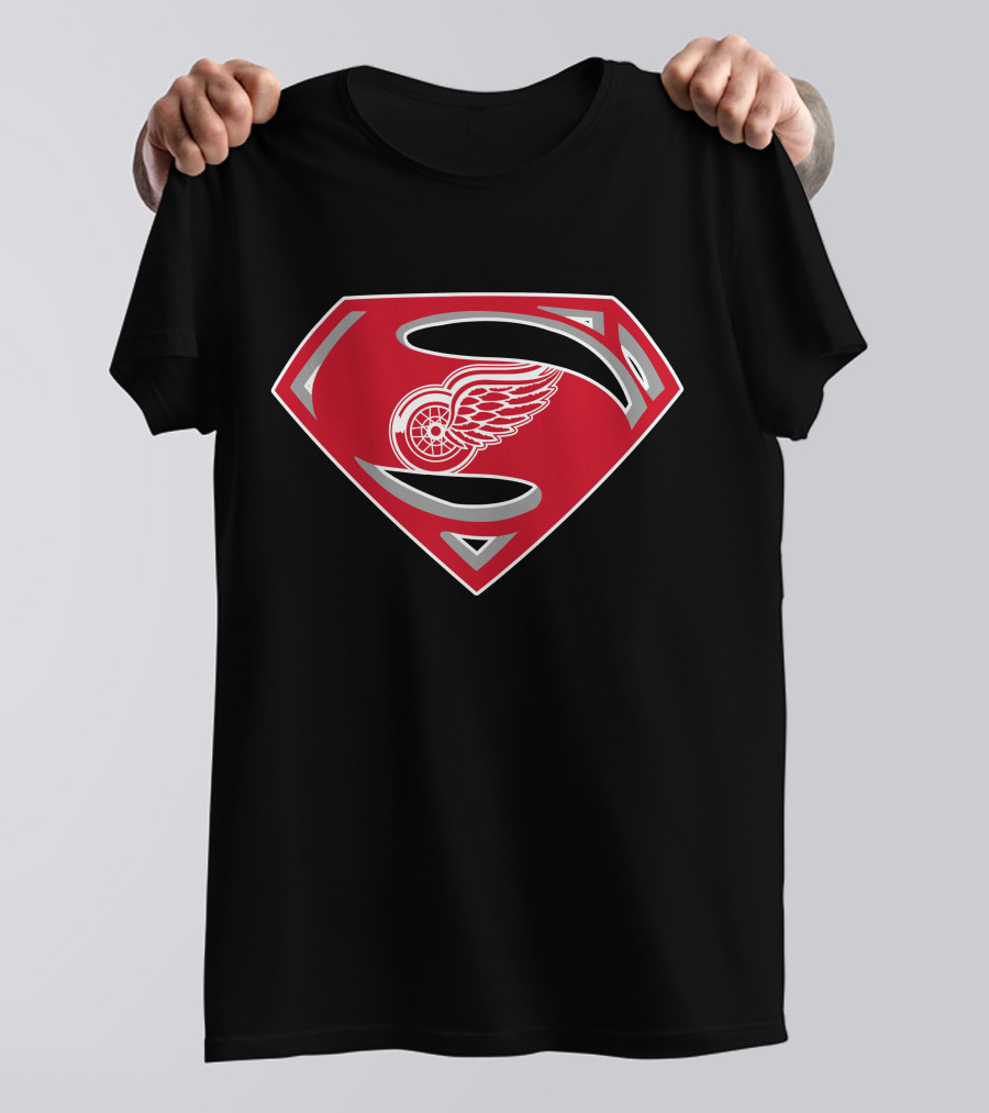 Superman Detroit Red Wings Logo Emblem T-Shirt
