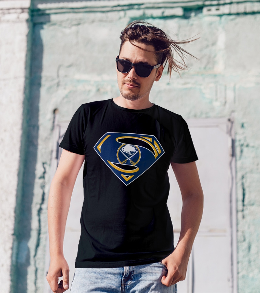Buffalo Sabres Superman Shield Logo Combo T-Shirt