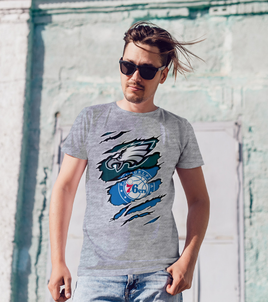 Philadelphia Eagles 76ers Rip Claw T-Shirt