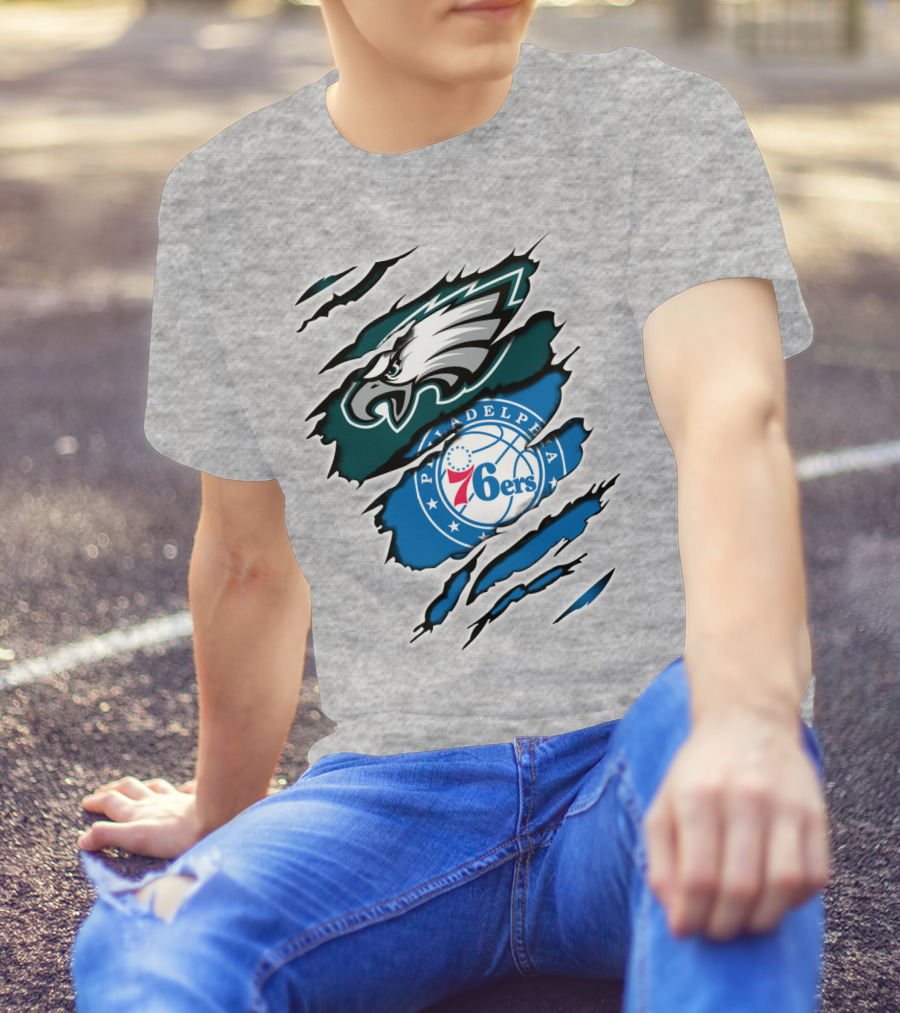Philadelphia Eagles 76ers Rip Claw T-Shirt