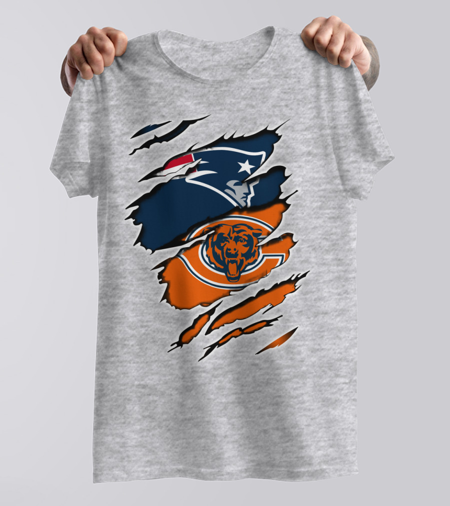 Patriots Bears Logos Clash Ripped T-Shirt
