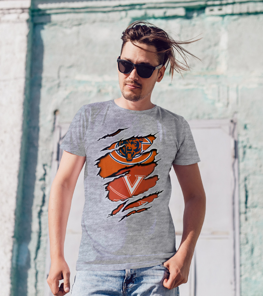 Bears Cavaliers Logo Fusion Football Fan T-Shirt