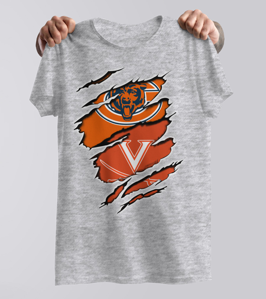 Bears Cavaliers Logo Fusion Football Fan T-Shirt