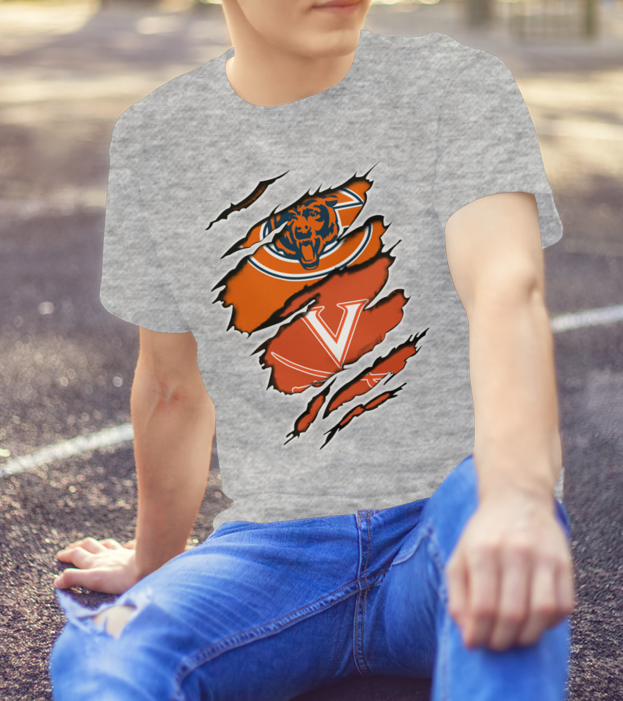 Bears Cavaliers Logo Fusion Football Fan T-Shirt