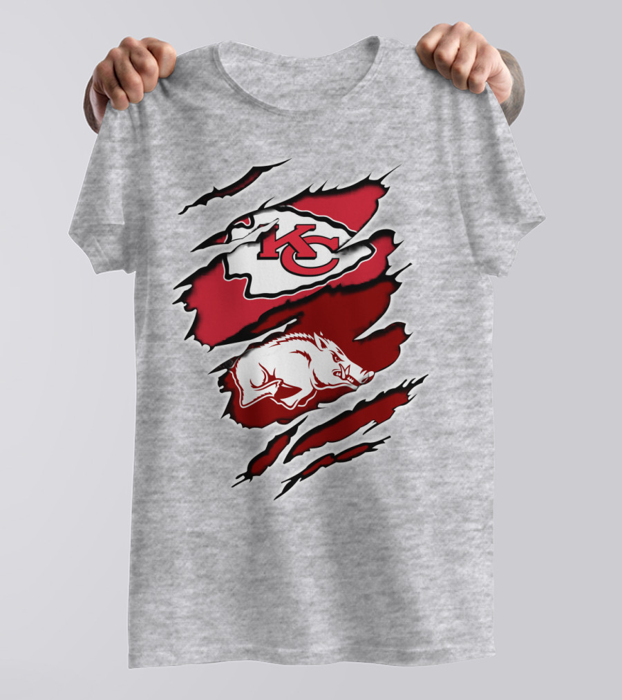 Kansas City Chiefs Arkansas Razorbacks Claw Rip Fusion T-Shirt