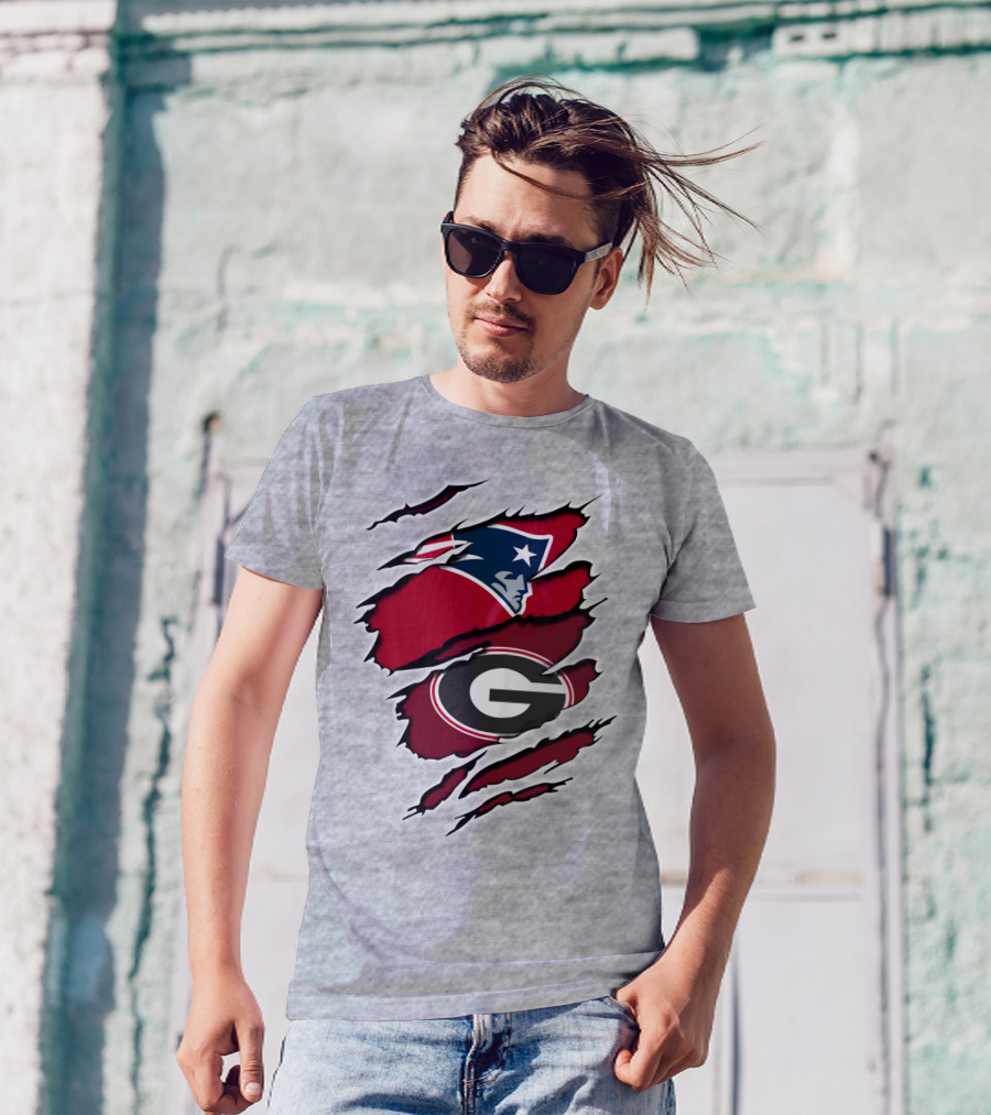 Patriots Bulldogs New England Georgia Fans Mashup T-Shirt