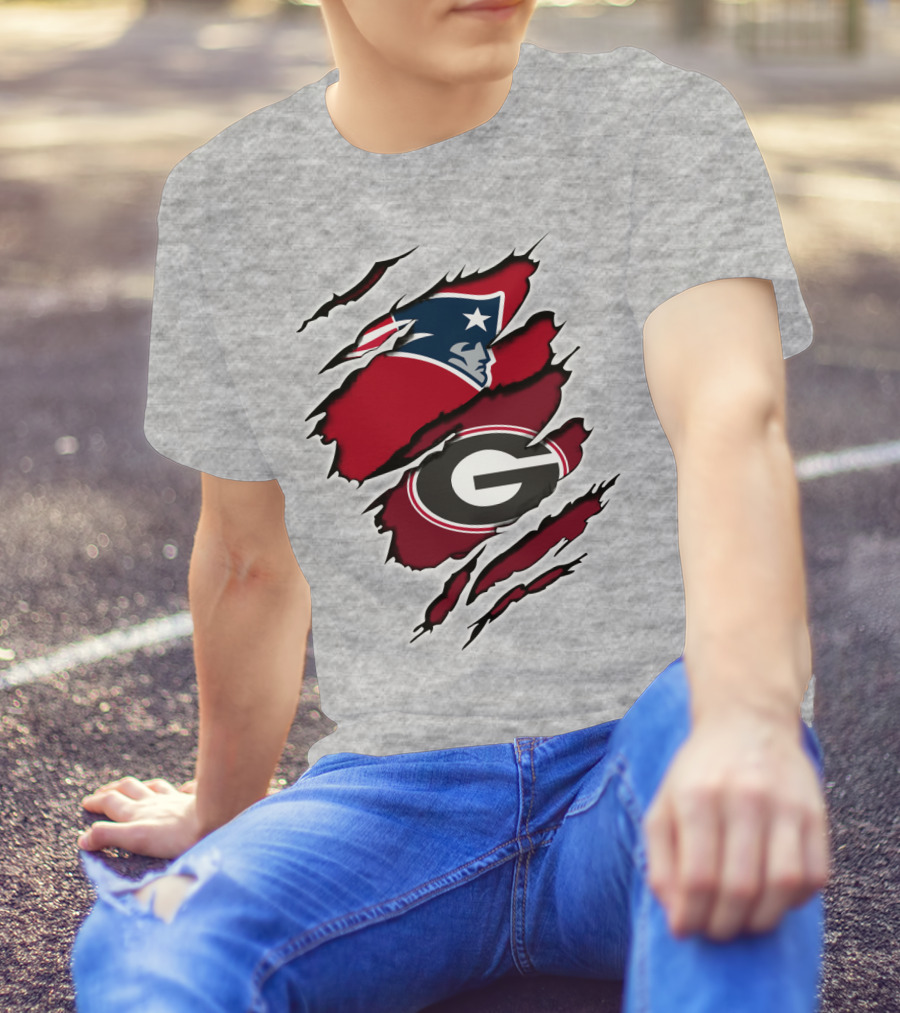 Patriots Bulldogs New England Georgia Fans Mashup T-Shirt