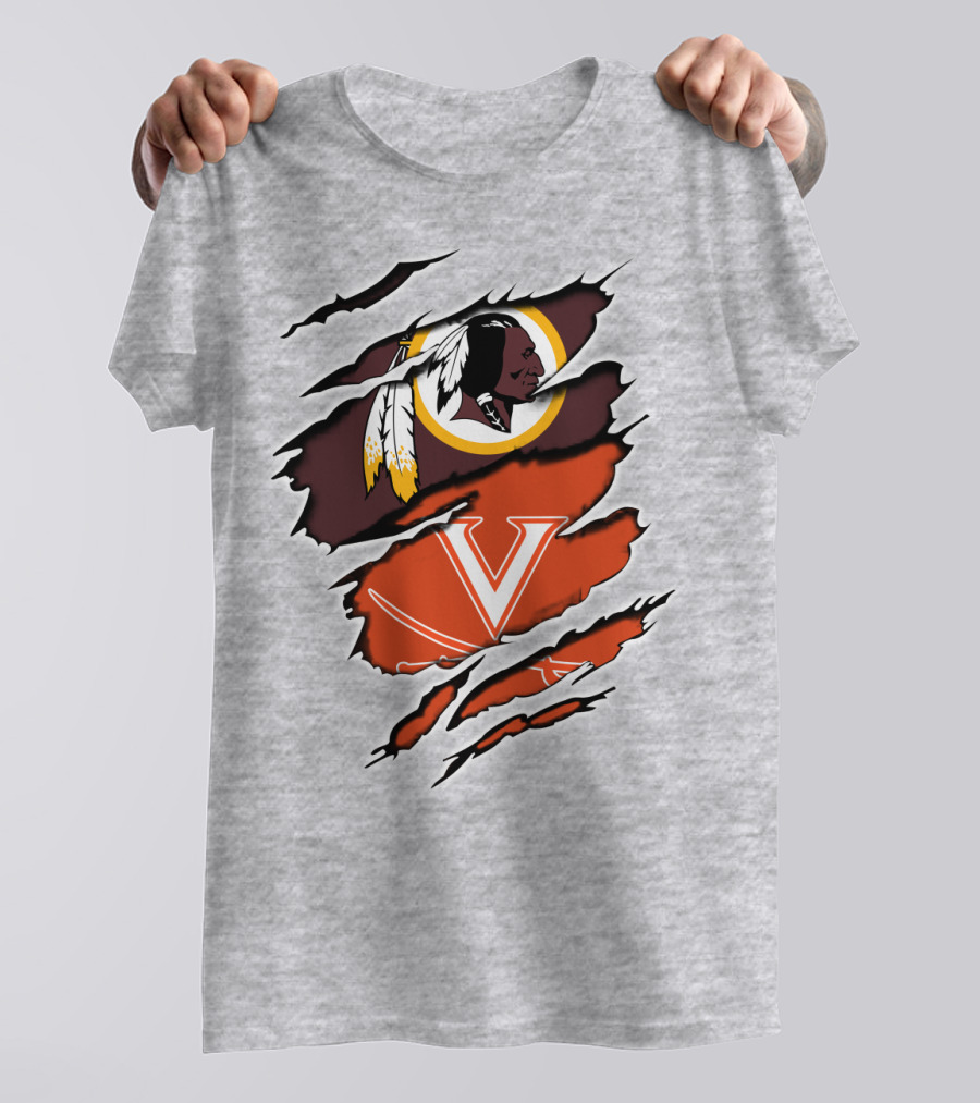Redskins Cavaliers Virginia Sports Logo Combination T-Shirt