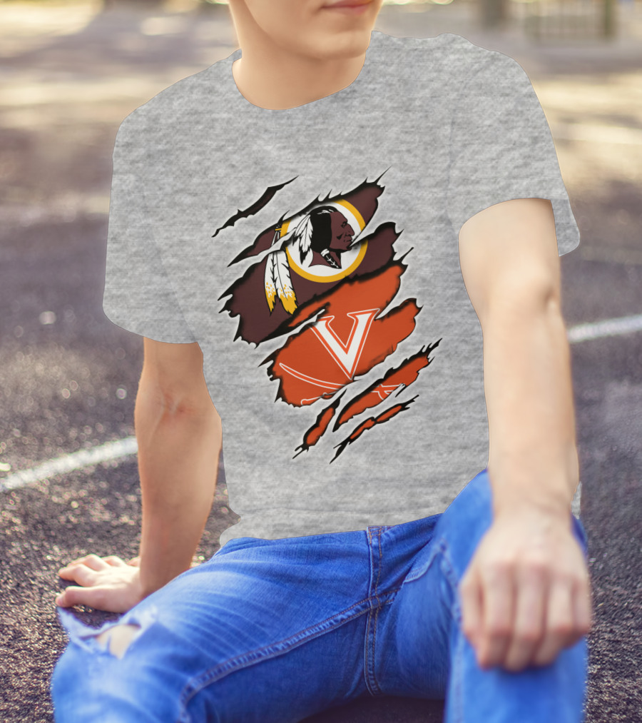 Redskins Cavaliers Virginia Sports Logo Combination T-Shirt