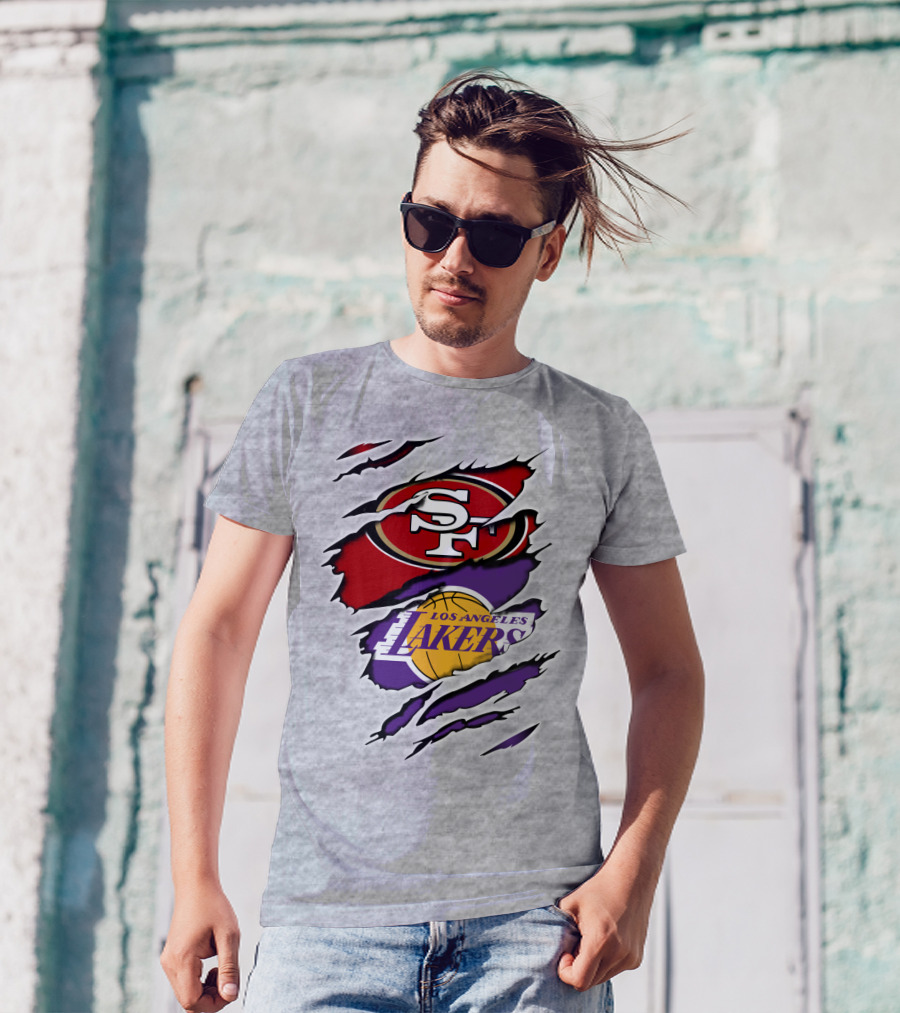 49ERS SF Los Angeles Lakers Logo Mashup T-Shirt