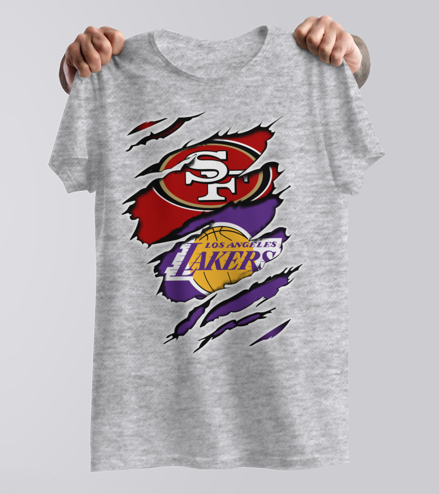 49ERS SF Los Angeles Lakers Logo Mashup T-Shirt