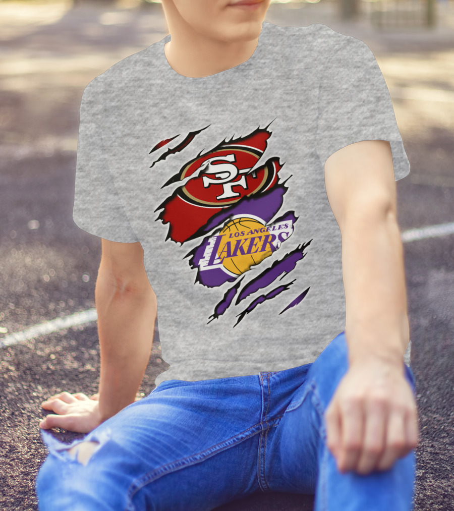 49ERS SF Los Angeles Lakers Logo Mashup T-Shirt