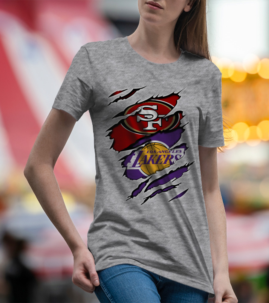 49ERS SF Los Angeles Lakers Logo Mashup T-Shirt