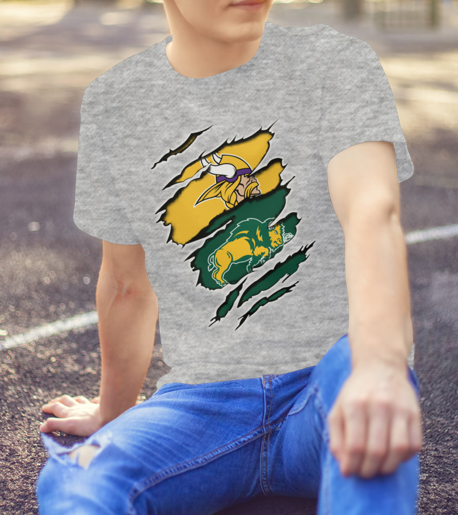 Vikings Logo With Bison Imagery Dakota T-Shirt
