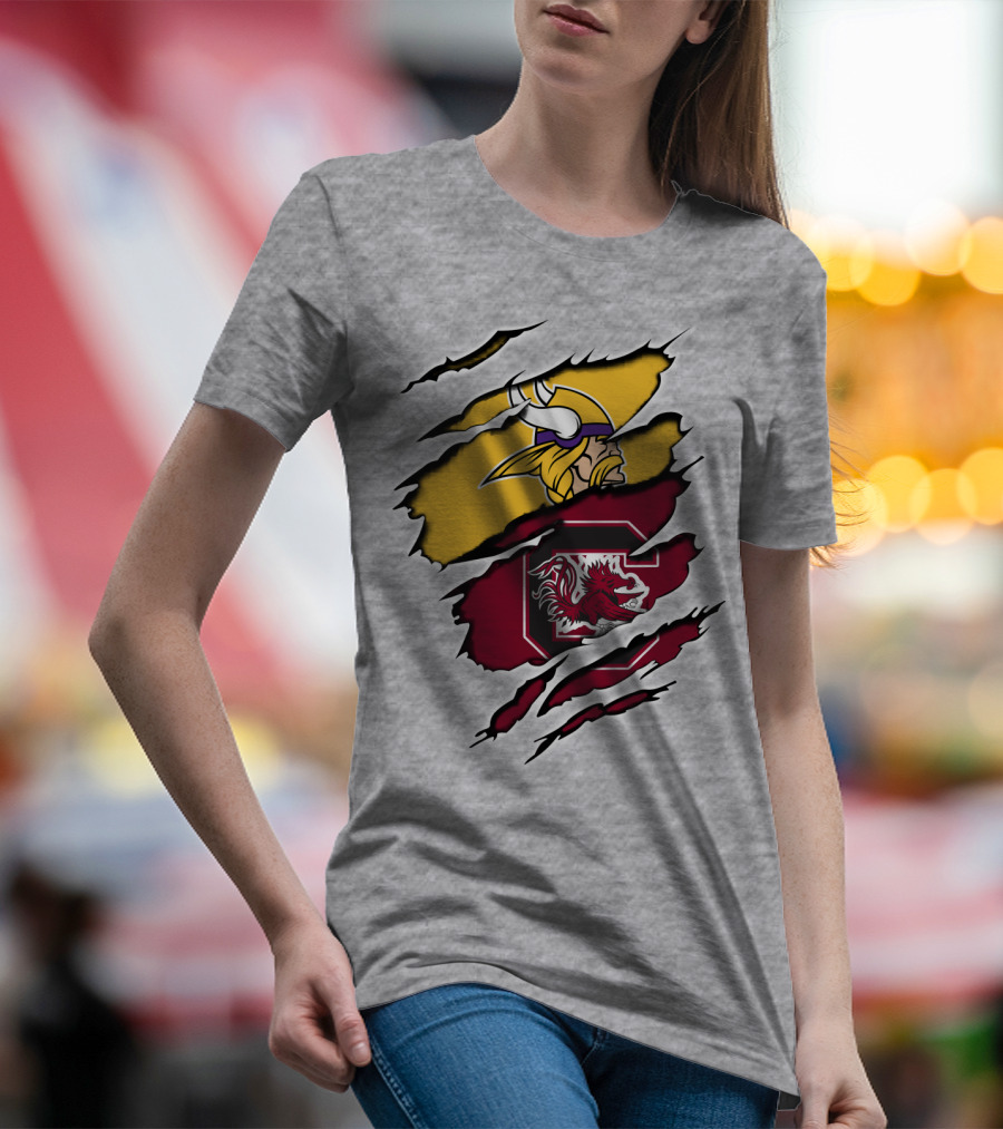 Vikings Gamecocks Merge NFL Minnesota And NCAA South Carolina T-Shirt