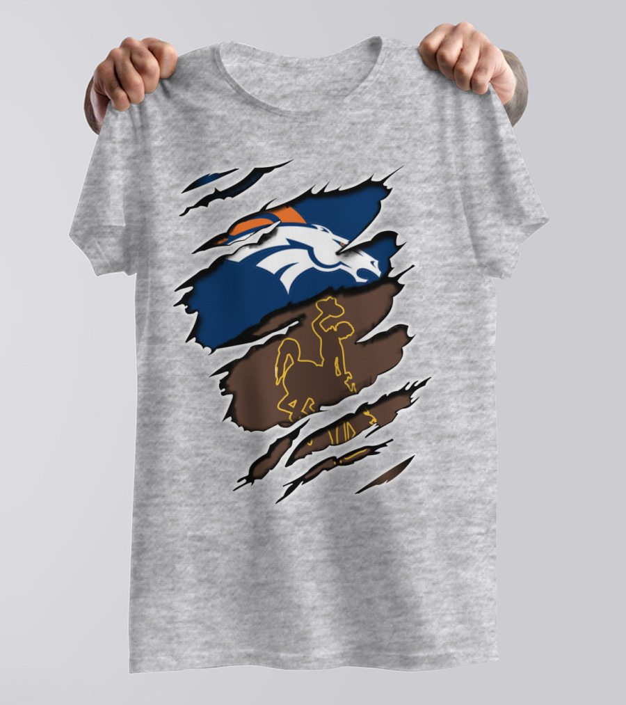 Broncos Wyoming Broncos Wyoming Logo Dual Layer Rip T-Shirt