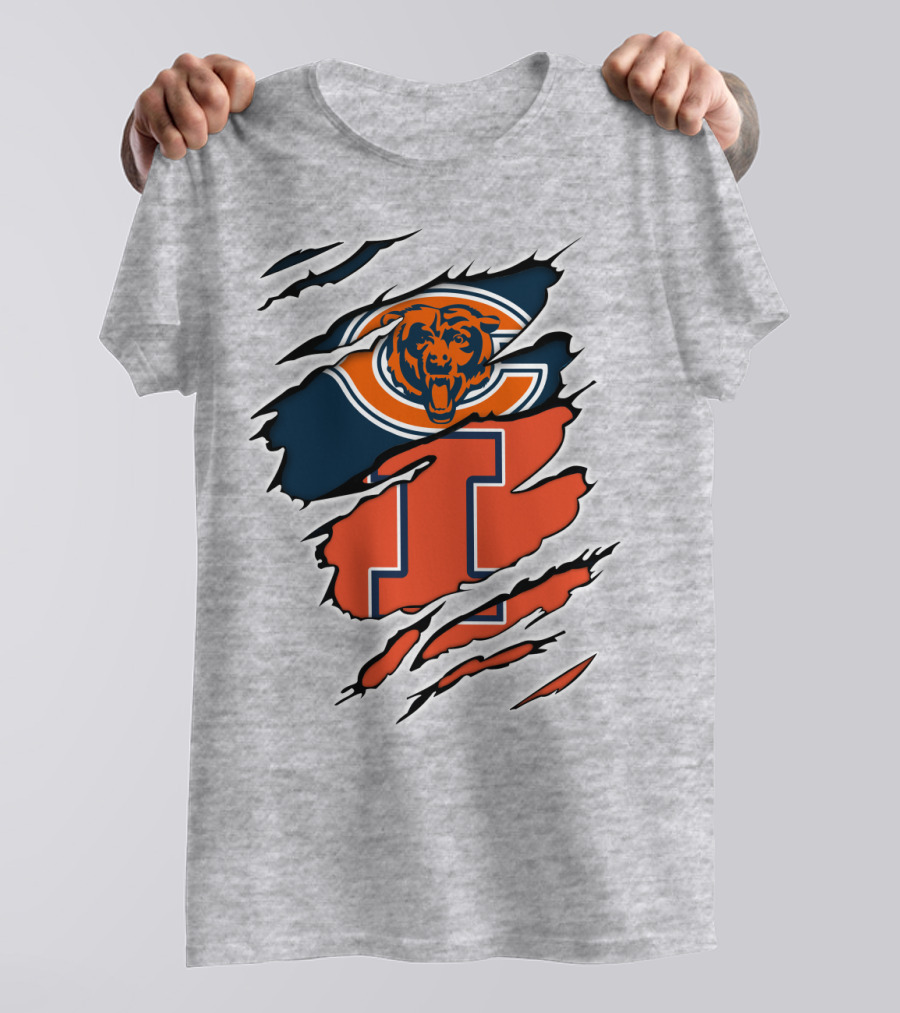 Chicago Bears Illinois Fighting Illini Fan Logo Mashup T-Shirt